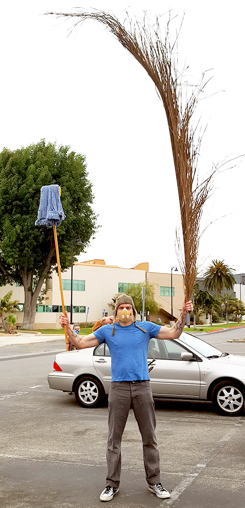 Scotch Wichmann, performance artist, performing in Ventura, CA, 2020