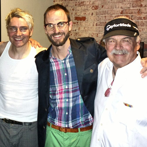 Performance artist Scotch Wichmann with John White and Pete Ippel at the 5x5x5 performance series in Ventura